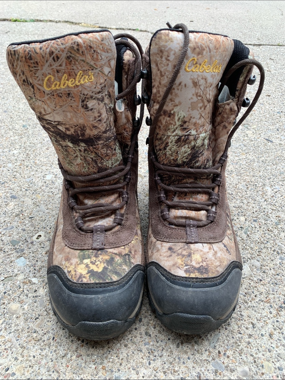 Cabela's Women’s Camouflage Lace-Up Hunting Boots in Brown and Green